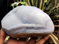 Polished Blue Lace Agate Geodes x 2 From Nsanje, Malawi
