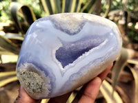 Polished Blue Lace Agate Geodes x 2 From Nsanje, Malawi