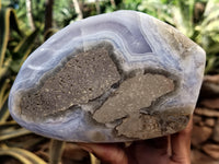 Polished Blue Lace Agate Geodes x 2 From Nsanje, Malawi