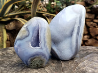 Polished Blue Lace Agate Geodes x 2 From Nsanje, Malawi