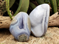 Polished Blue Lace Agate Geodes x 2 From Nsanje, Malawi