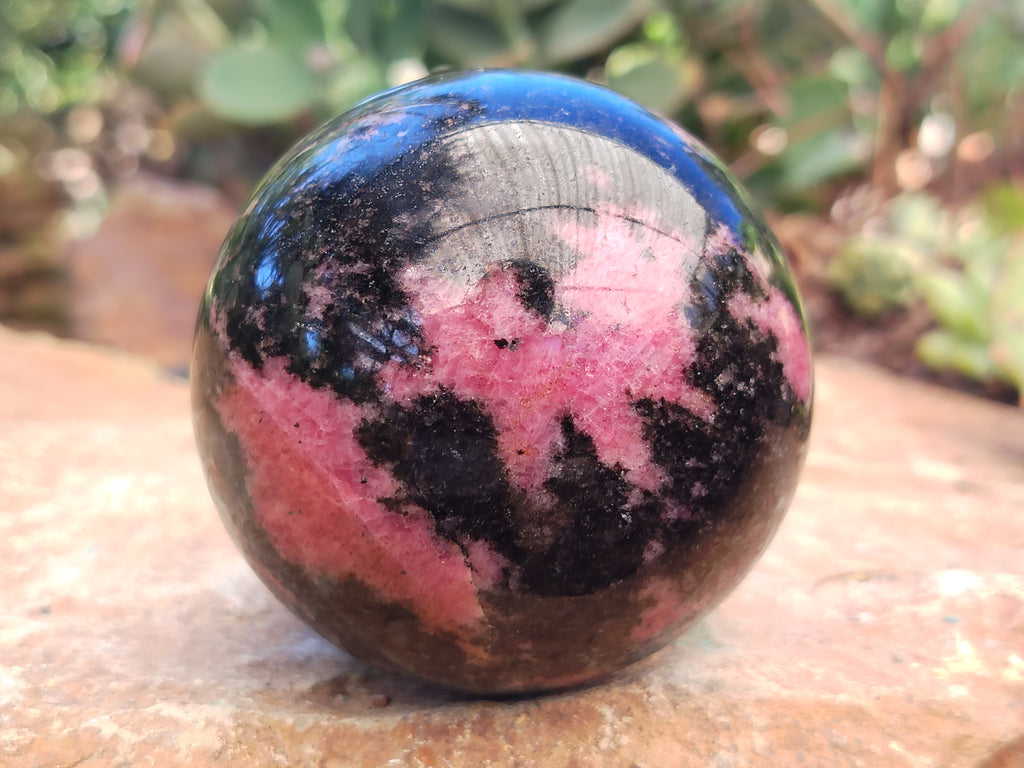 Polished Rhodonite Sphere x 3 From Ambindavato, Madagascar - Toprock Gemstones and Minerals 