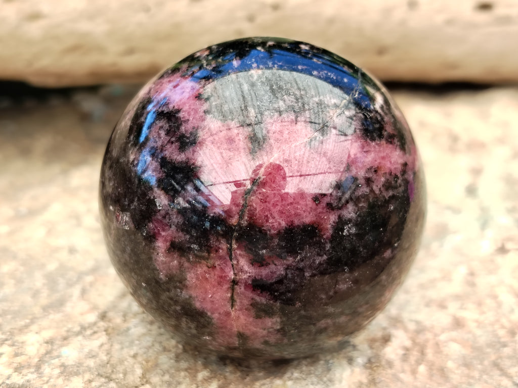 Polished Rhodonite Sphere x 3 From Ambindavato, Madagascar - Toprock Gemstones and Minerals 