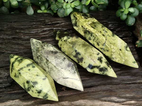 Polished Leopard Stone Double Terminated Points x 4 From Nyanga, Zimbabwe