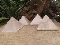 Polished Rose Quartz Pyramids x 4 From Ambatondrazaka, Madagascar