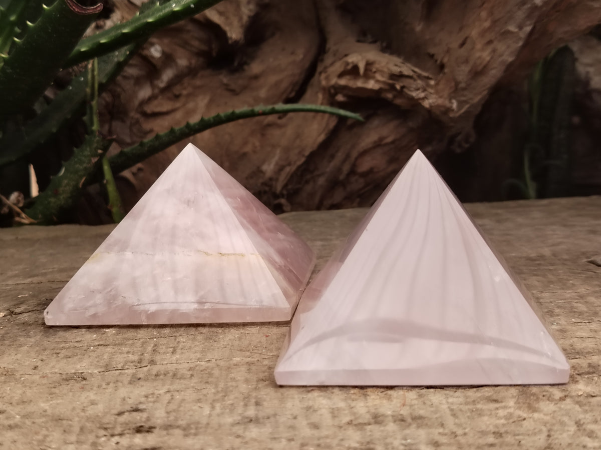 Polished Rose Quartz Pyramids x 4 From Ambatondrazaka, Madagascar - Toprock Gemstones and Minerals 