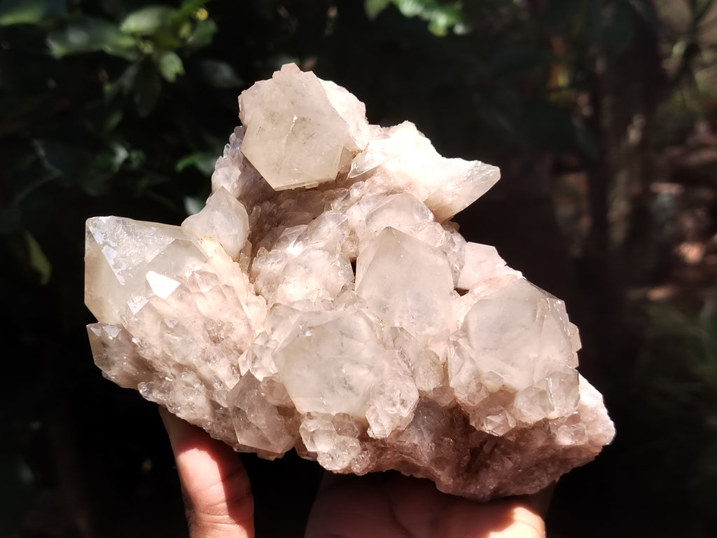 Natural Smokey Phantom Quartz Clusters x 2 From Luena, Congo - Toprock Gemstones and Minerals 