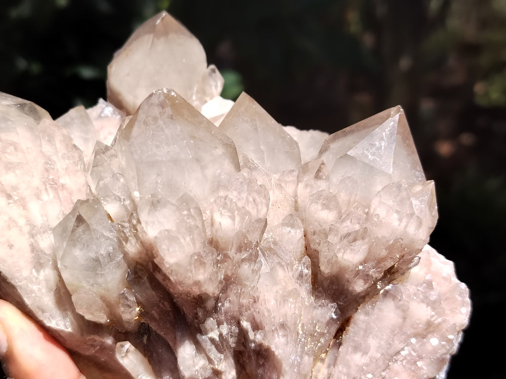 Natural Smokey Phantom Quartz Clusters x 2 From Luena, Congo - Toprock Gemstones and Minerals 