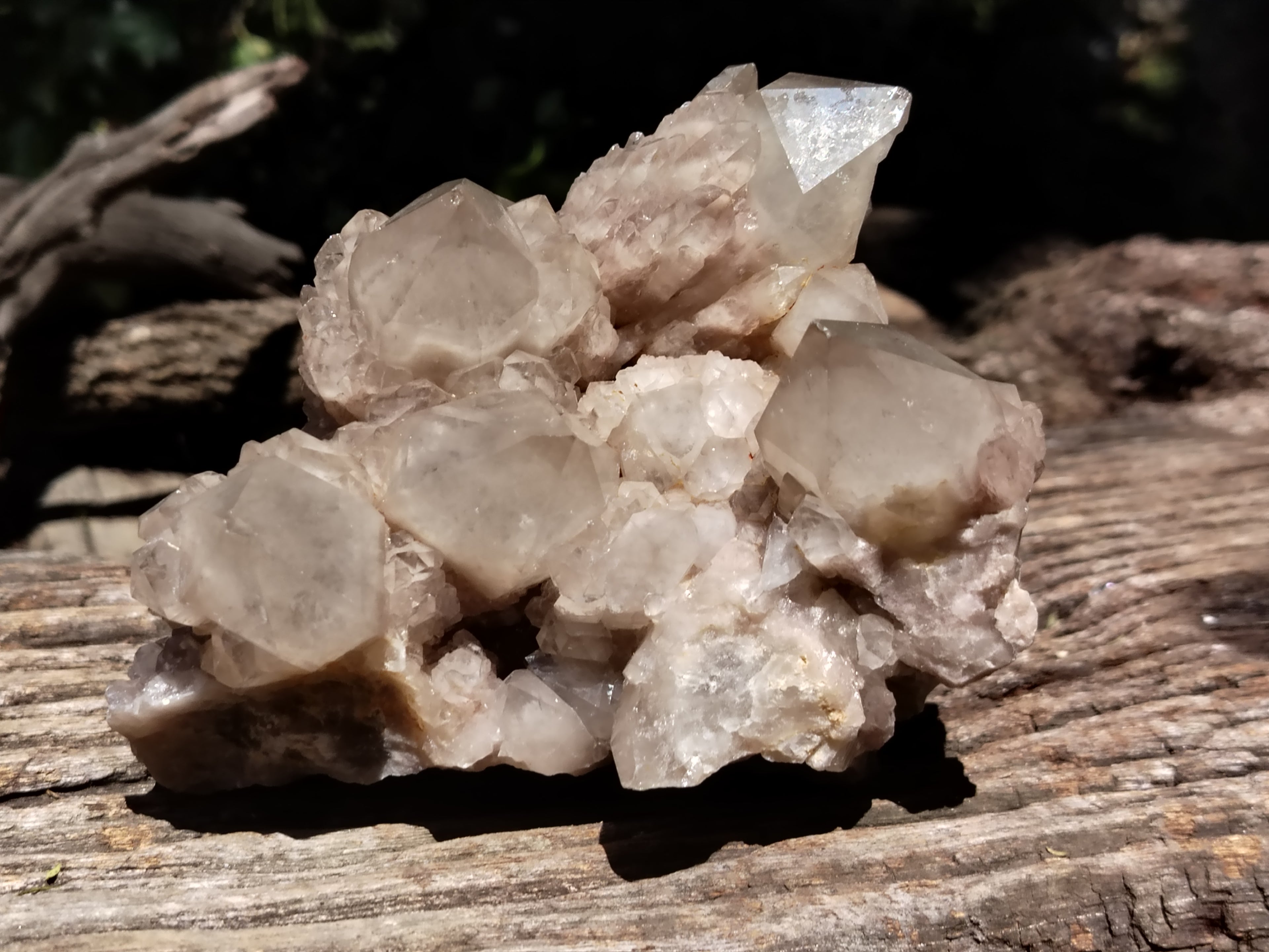 Natural Smokey Phantom Quartz Clusters x 2 From Luena, Congo - Toprock Gemstones and Minerals 