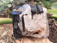 Natural Black Tourmaline On Quartz Matrix Specimens x 2 From Zimbabwe