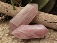 Polished Double Terminated Rose Quartz Points x 6 From Ambatondrazaka, Madagascar