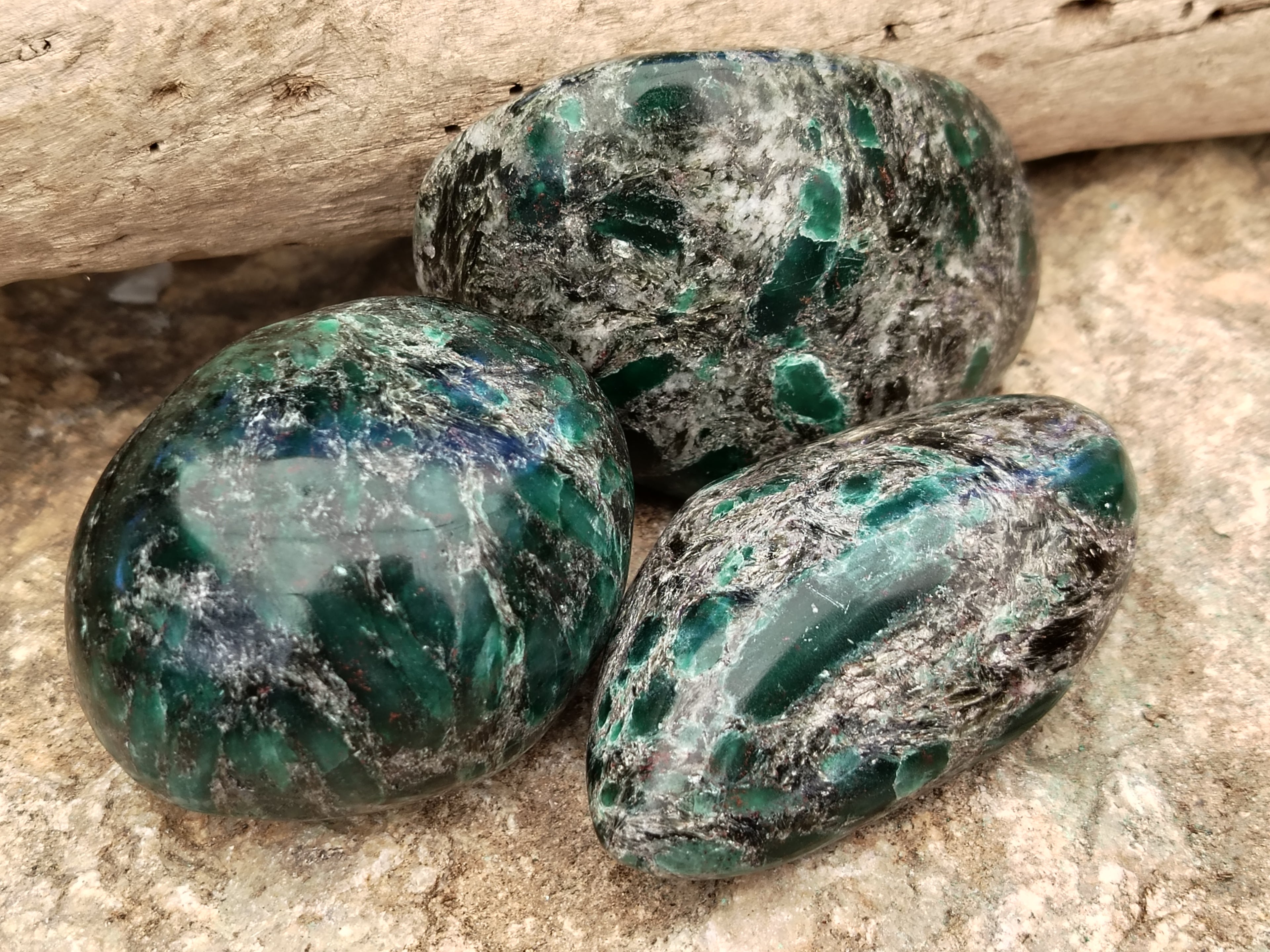 Polished Emerald Mica In Matrix Free Forms x 6 From Mutoko, Zimbabwe - Toprock Gemstones and Minerals 