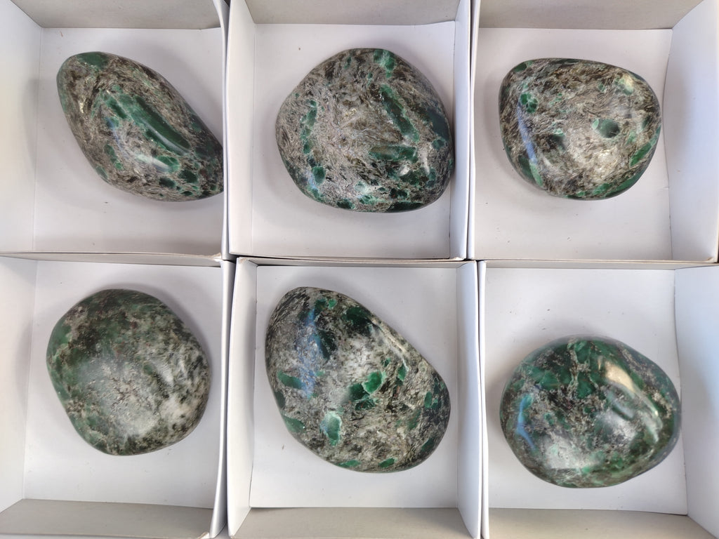 Polished Emerald Mica In Matrix Free Forms x 6 From Mutoko, Zimbabwe - Toprock Gemstones and Minerals 