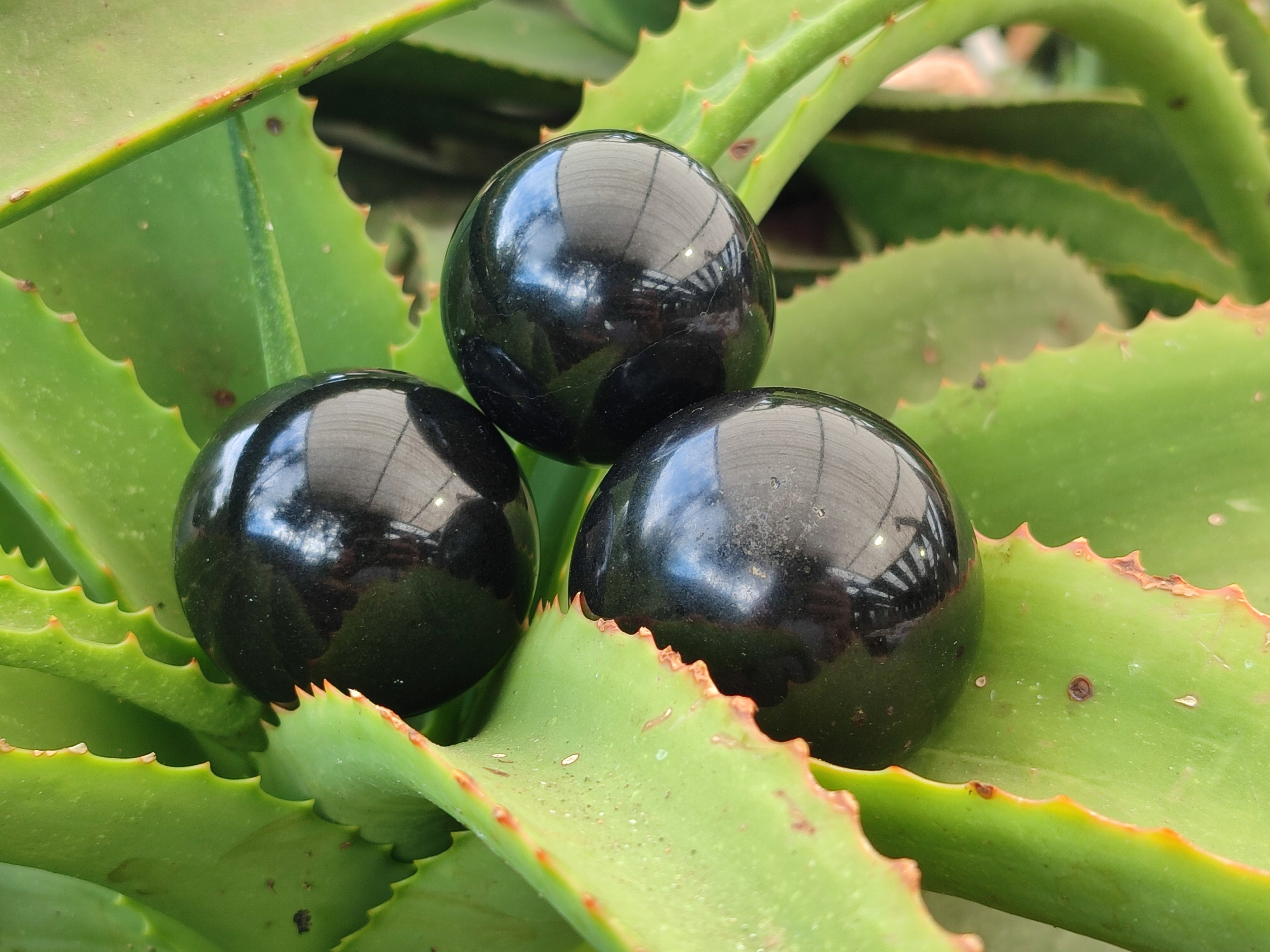 Polished Black Basalt Spheres x 5 From Antsirabe, Madagascar - Toprock Gemstones and Minerals 