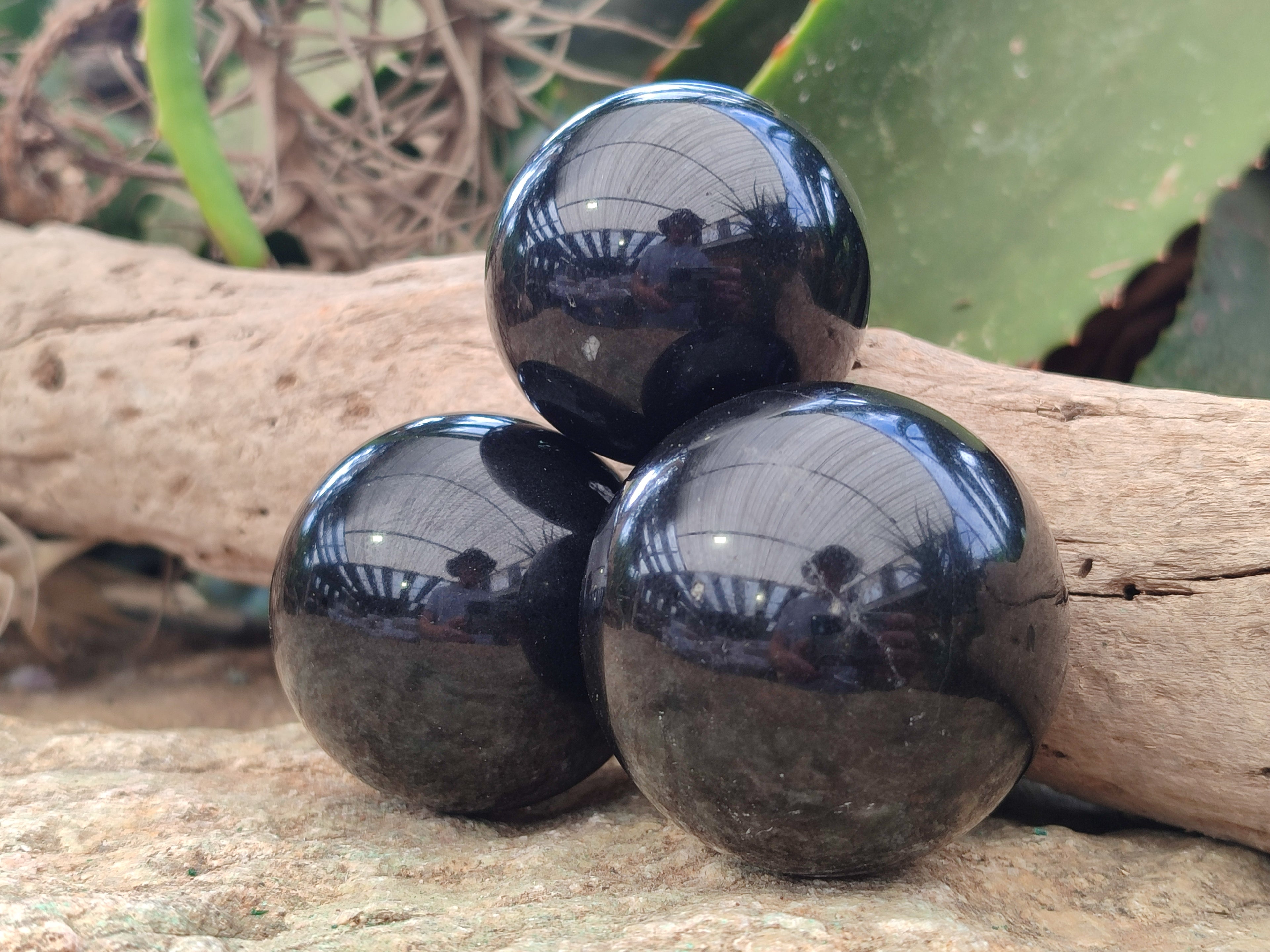 Polished Black Basalt Spheres x 5 From Antsirabe, Madagascar - Toprock Gemstones and Minerals 