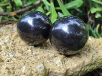Polished Black Basalt Spheres x 5 From Antsirabe, Madagascar