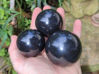 Polished Black Basalt Spheres x 5 From Antsirabe, Madagascar