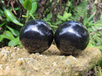 Polished Black Basalt Spheres x 5 From Antsirabe, Madagascar - Toprock Gemstones and Minerals 