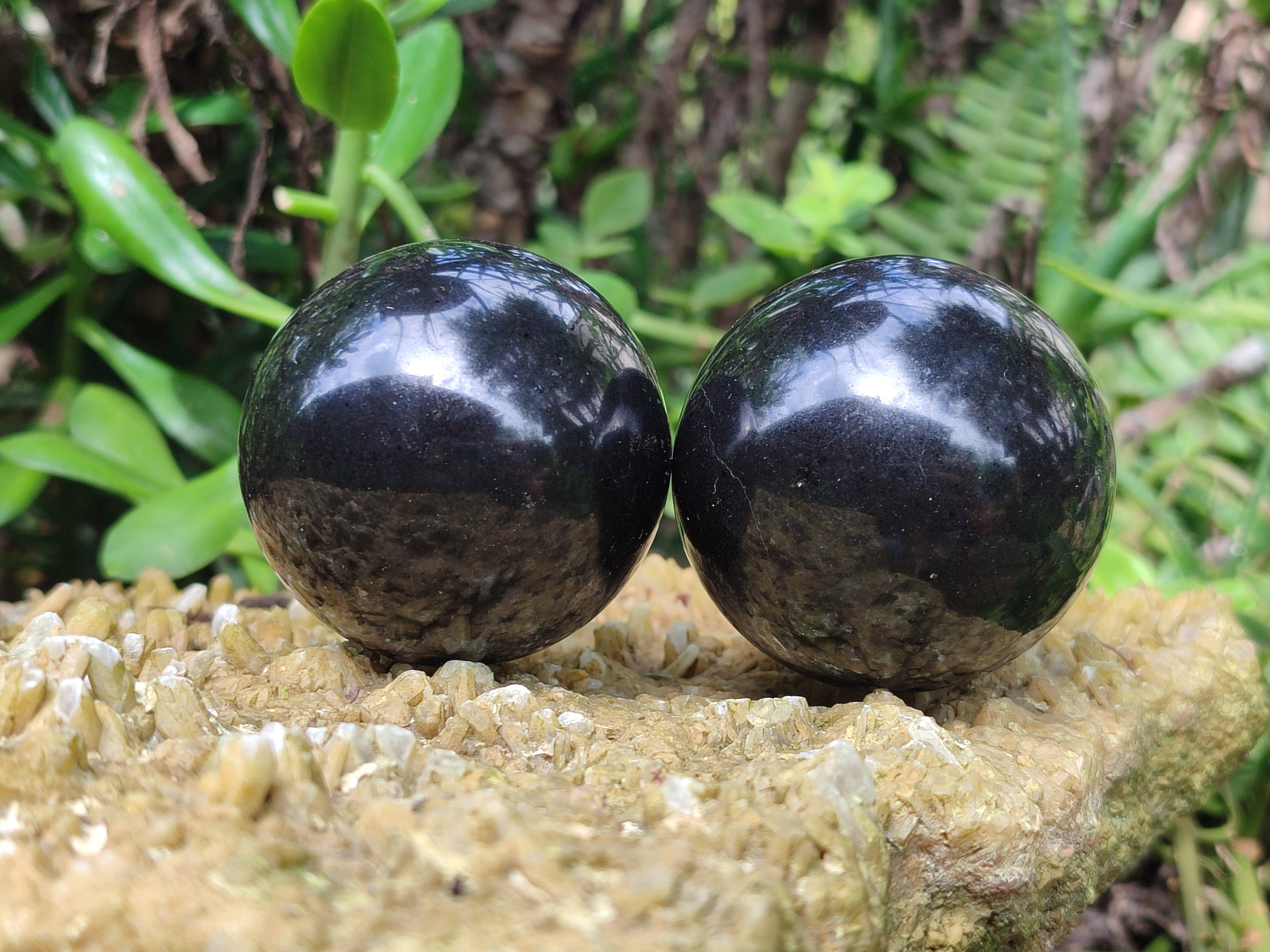 Polished Black Basalt Spheres x 5 From Antsirabe, Madagascar - Toprock Gemstones and Minerals 
