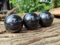 Polished Black Basalt Spheres x 5 From Antsirabe, Madagascar