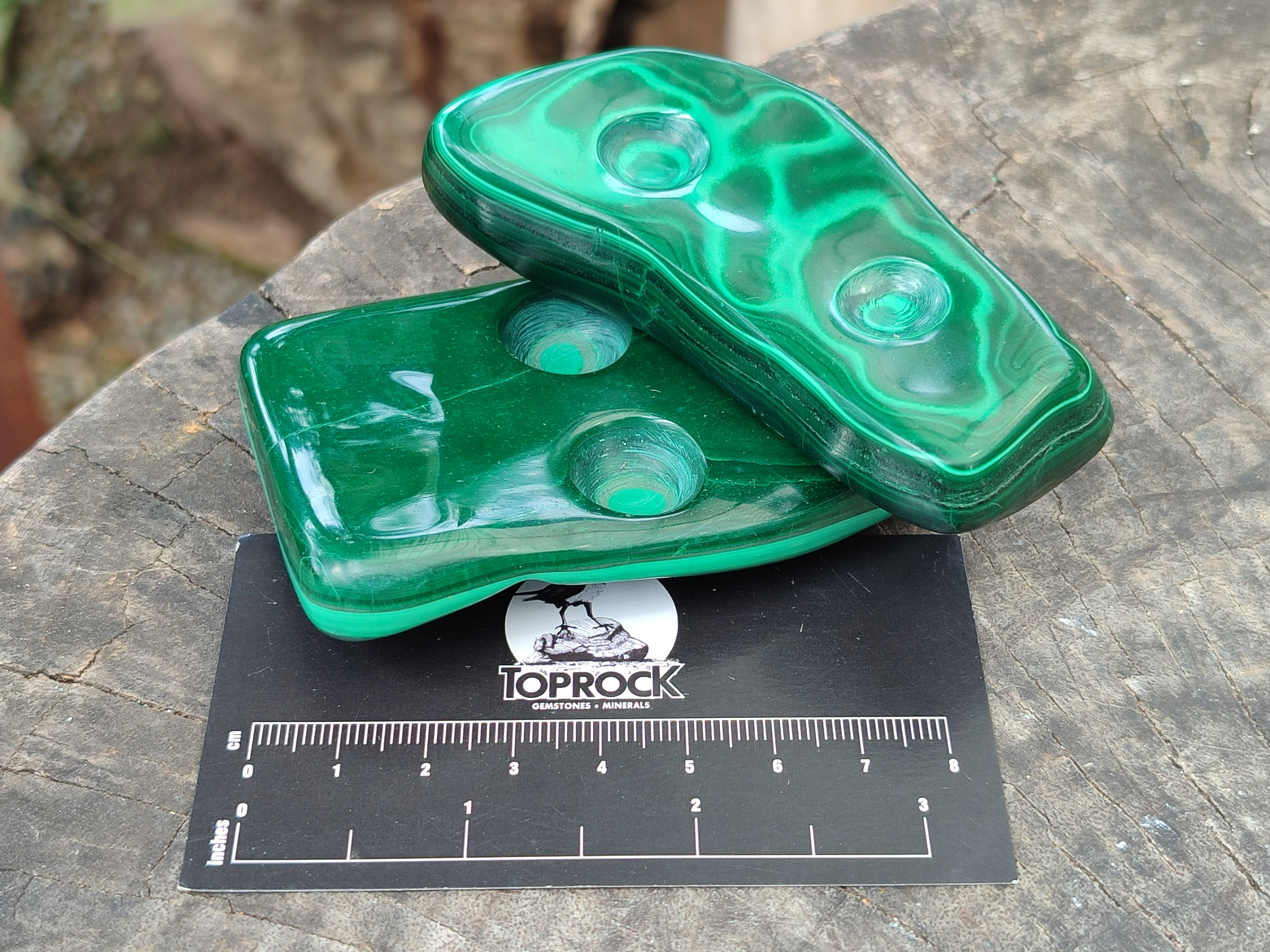 Polished Flower Banded Malachite Free Forms x 6 From Congo - Toprock Gemstones and Minerals 