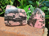 Polished on One Side Rhodonite Nodules x 5 From Ambindavato, Madagascar