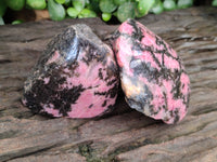 Polished on One Side Rhodonite Nodules x 5 From Ambindavato, Madagascar