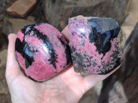 Polished on One Side Rhodonite Nodules x 5 From Ambindavato, Madagascar