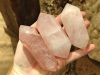 Polished Double Terminated Rose Quartz Points x 6 From Ambatondrazaka, Madagascar