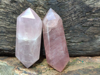 Polished Double Terminated Rose Quartz Points x 6 From Ambatondrazaka, Madagascar