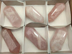 Polished Double Terminated Rose Quartz Points x 6 From Ambatondrazaka, Madagascar - Toprock Gemstones and Minerals 