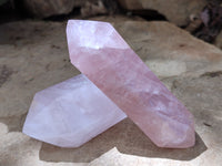 Polished Double Terminated Rose Quartz Points x 6 From Ambatondrazaka, Madagascar