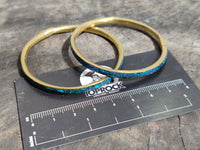 Hand Made Chrysocolla and Malachite Conglomerate Brass Bangles - Sold per Item - From Congo