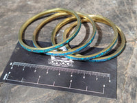 Hand Made Chrysocolla and Malachite Conglomerate Brass Bangles - Sold per Item - From Congo