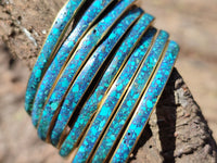 Hand Made Chrysocolla and Malachite Conglomerate Brass Bangles - Sold per Item - From Congo