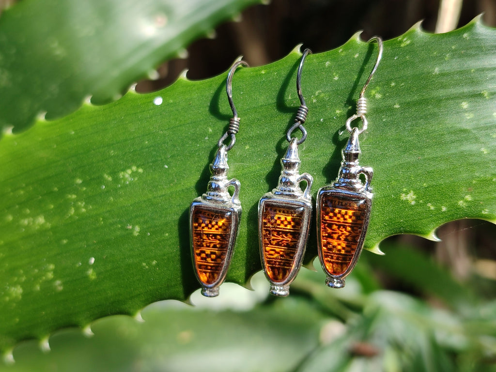 Polished Baltic Amber Earring and Pendant Sets on Sterling Silver - Sold Per Set - From Poland - Toprock Gemstones and Minerals 