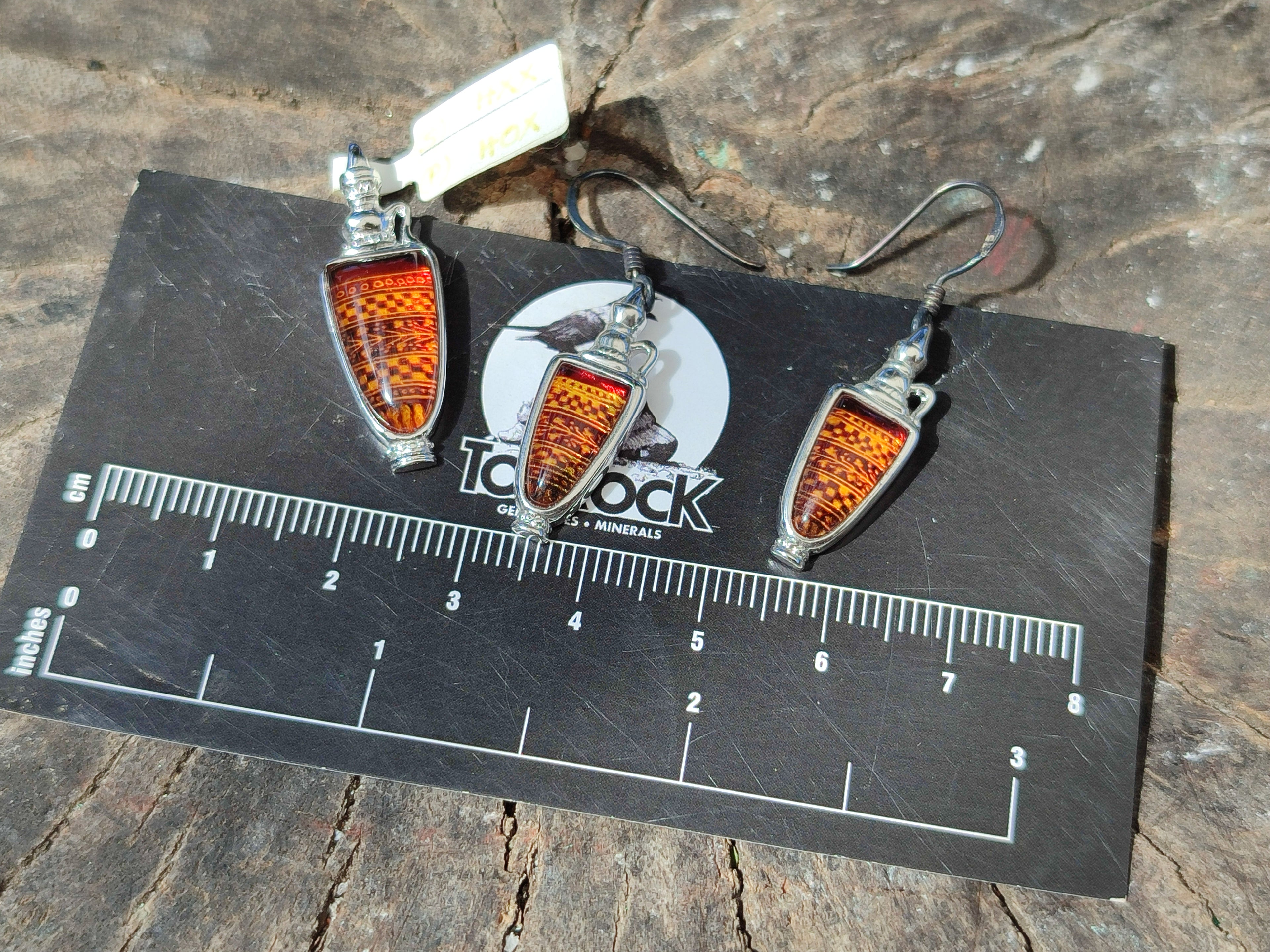 Polished Baltic Amber Earring and Pendant Sets on Sterling Silver - Sold Per Set - From Poland - Toprock Gemstones and Minerals 
