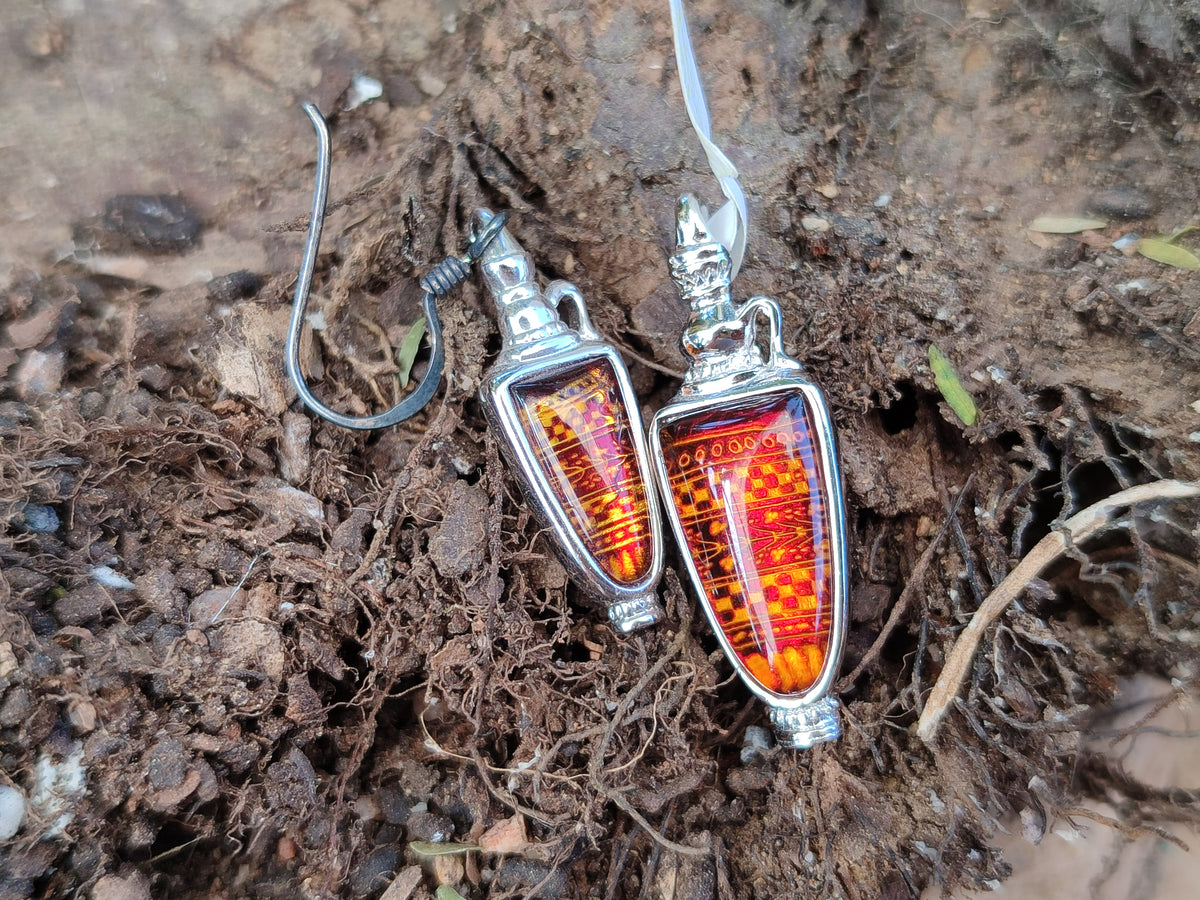 Polished Baltic Amber Earring and Pendant Sets on Sterling Silver - Sold Per Set - From Poland - Toprock Gemstones and Minerals 
