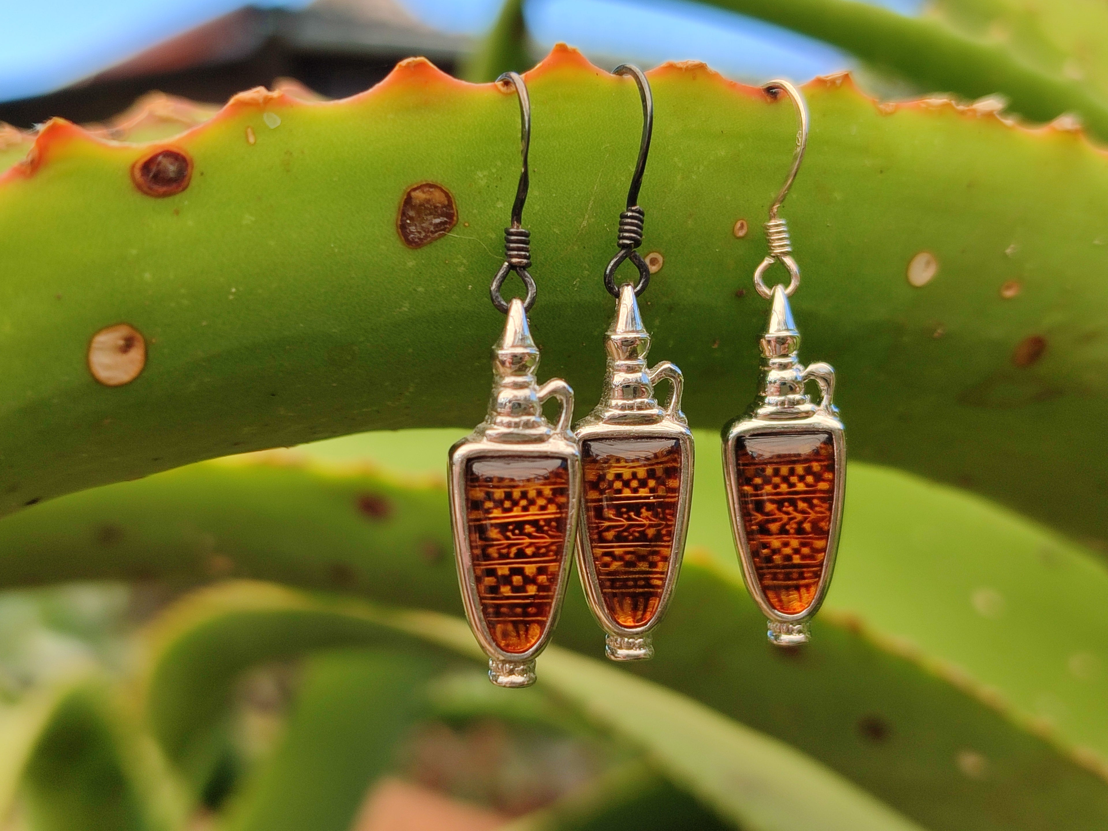 Polished Baltic Amber Earring and Pendant Sets on Sterling Silver - Sold Per Set - From Poland - Toprock Gemstones and Minerals 