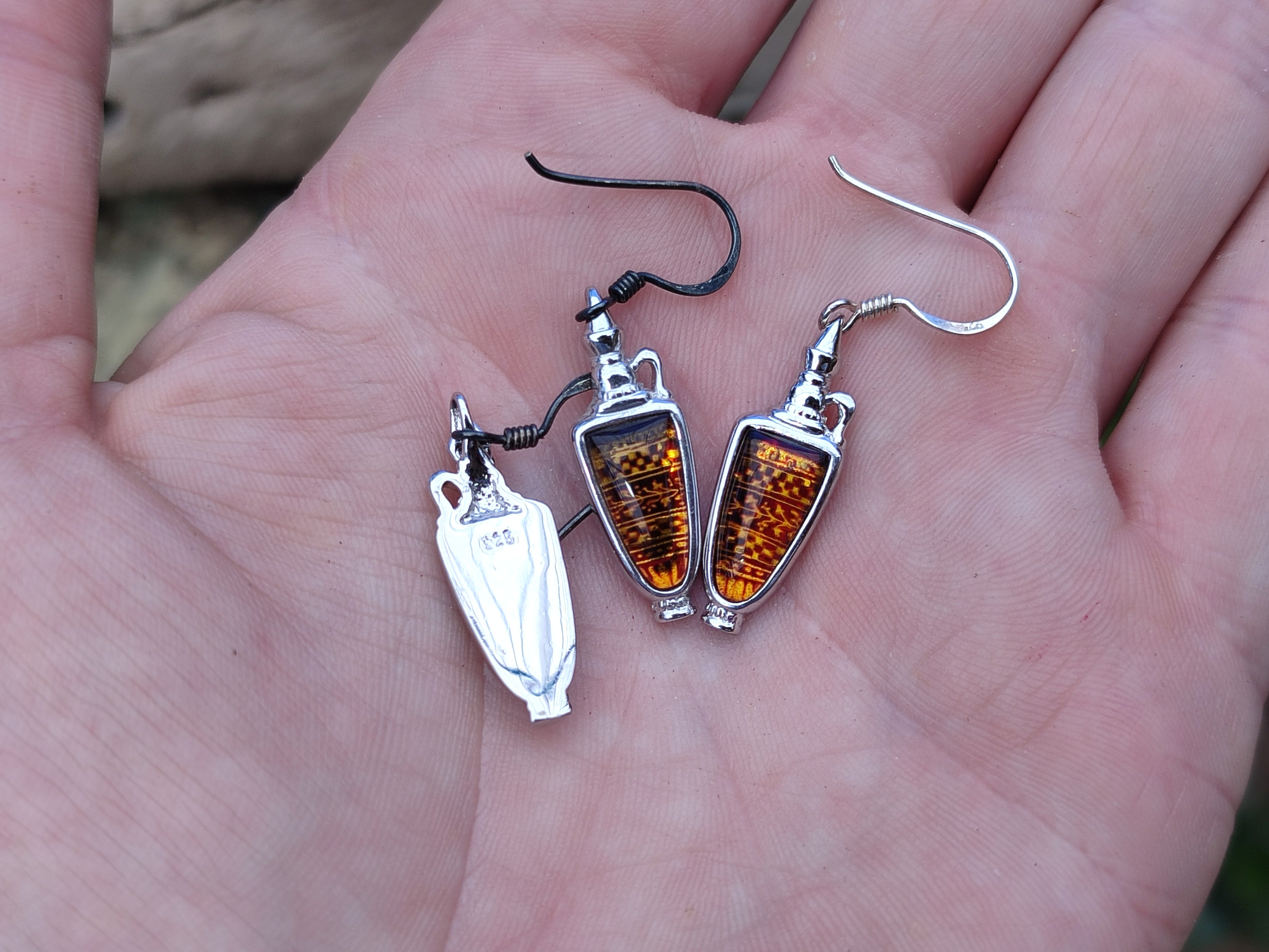 Polished Baltic Amber Earring and Pendant Sets on Sterling Silver - Sold Per Set - From Poland - Toprock Gemstones and Minerals 