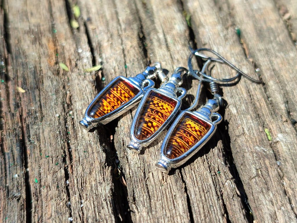 Polished Baltic Amber Earring and Pendant Sets on Sterling Silver - Sold Per Set - From Poland - Toprock Gemstones and Minerals 