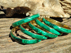 Hand Made Malachite Bangles set in Brass Bases - Sold per piece - From Congo - Toprock Gemstones and Minerals 