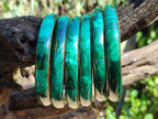 Hand Made Malachite Bangles set in Brass Bases - Sold per piece - From Congo - Toprock Gemstones and Minerals 