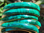 Hand Made Malachite Bangles set in Brass Bases - Sold per piece - From Congo - Toprock Gemstones and Minerals 