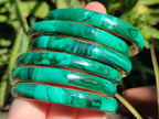 Hand Made Malachite Bangles set in Brass Bases - Sold per piece - From Congo - Toprock Gemstones and Minerals 