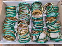 Hand Made Malachite Bangles set in Brass Bases - Sold per piece - From Congo