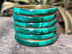 Hand Made Malachite Bangles set in Brass Bases - Sold per piece - From Congo - Toprock Gemstones and Minerals 