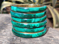 Hand Made Malachite Bangles set in Brass Bases - Sold per piece - From Congo