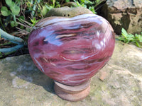 Polished Podocarpus Petrified Wood Hearts x 2 From Mahajanga, Madagascar