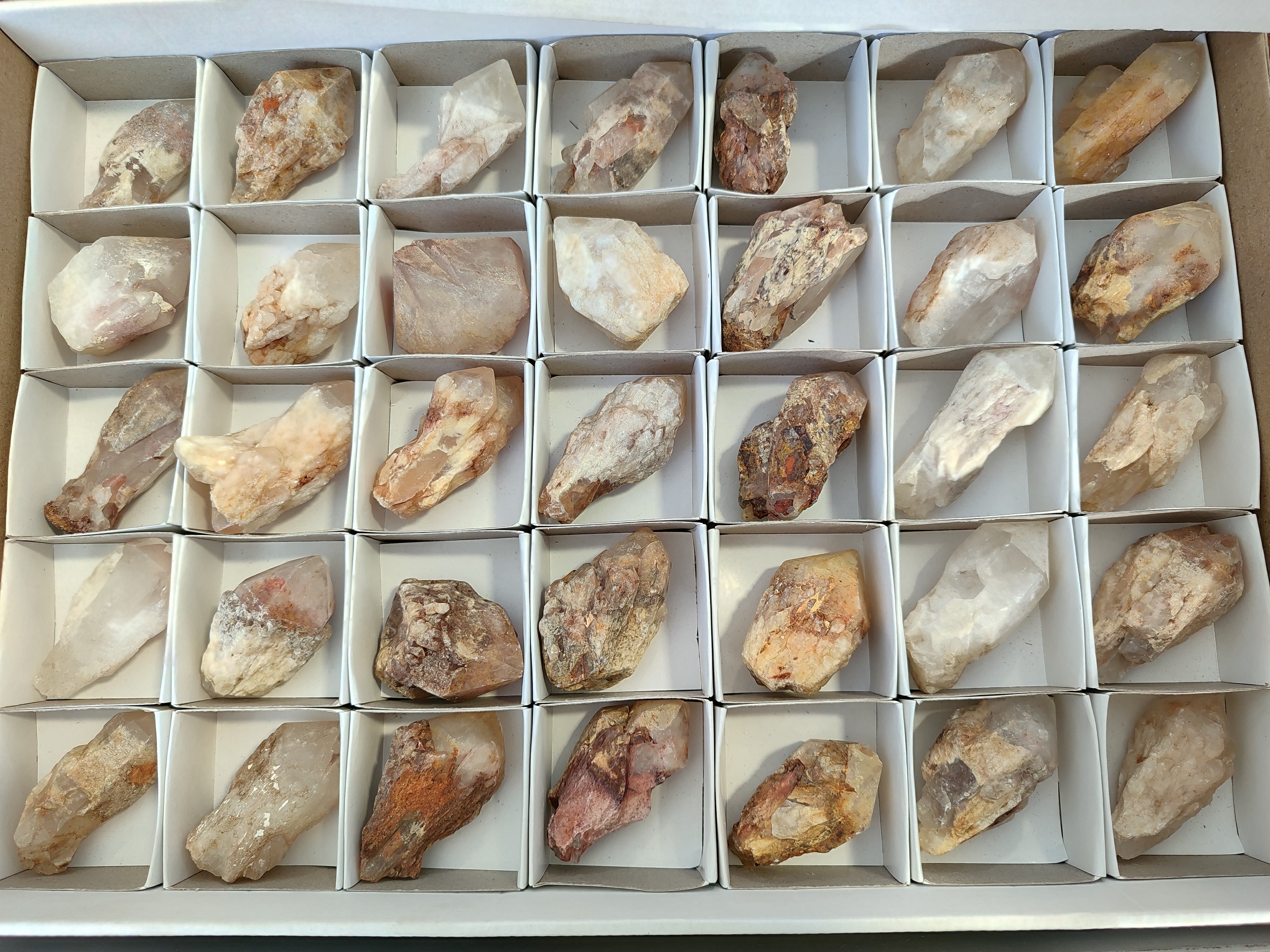 Natural White Single Quartz Crystals x 35 From Madagascar - Toprock Gemstones and Minerals 